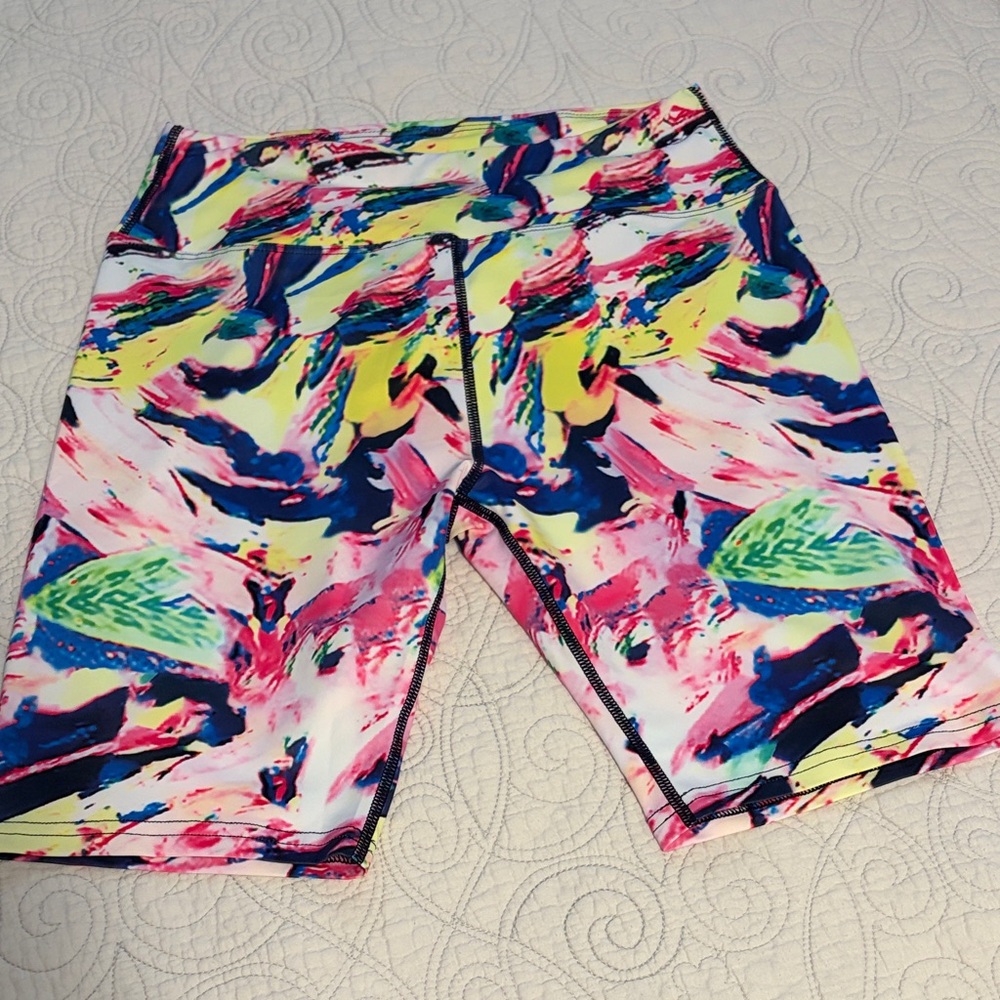 Colorful Abstract Print Bike Shorts